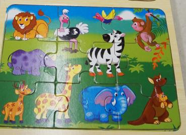 Holzsteckpuzzle 6 tlg mit Holzpuzzle 9 Teile (3832)